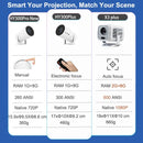 Projetor DITONG HY300 Plus com Android 4K, resolução 1280x720P, dual WiFi e 300 ANSI. Ideal para cinema em casa e ambientes externos. Portátil e com tecnologia LED de alta definição.