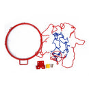 Aro de basquete em aço dobrável de 32cm com rede e parafusos para fixação na parede. Ideal para treinos em casa ou espaços reduzidos. Instalação simples e resistente.