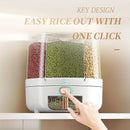 Organizador giratório 360° com 6 compartimentos herméticos. Mantém cereais, doces e arroz frescos e protegidos da umidade. Solução prática para sua despensa.