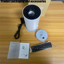 Projetor DITONG HY300 Plus com Android 4K, resolução 1280x720P, dual WiFi e 300 ANSI. Ideal para cinema em casa e ambientes externos. Portátil e com tecnologia LED de alta definição.