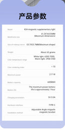 Espelho de selfie magnético com luz de preenchimento ajustável em duas cores. Suporte reversível multifuncional para celular. Ideal para fotos e vídeos profissionais com iluminação equilibrada.