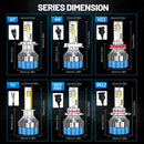 Farol LED de alta potência 4800W com tecnologia Canbus. Compatível com H4, H7, H11, H1, 9005, 9006 e outros modelos. Oferece 6000000 lúmens a 6000K para iluminação branca e clara. Instalação plug-and-play sem modificações.