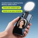 Espelho de selfie magnético com luz de preenchimento ajustável em duas cores. Suporte reversível multifuncional para celular. Ideal para fotos e vídeos profissionais com iluminação equilibrada.