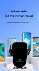 Carregador wireless para carro com suporte de ventilação. Carregamento rápido compatível com iPhone 16, 15, 14, 13, 12 Pro Max e smartphones Android. Design prático e seguro.
