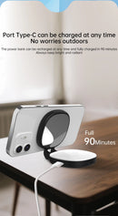 Espelho de selfie magnético com luz de preenchimento ajustável em duas cores. Suporte reversível multifuncional para celular. Ideal para fotos e vídeos profissionais com iluminação equilibrada.