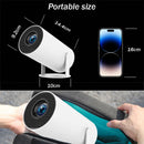 Projetor DITONG HY300 Plus com Android 4K, resolução 1280x720P, dual WiFi e 300 ANSI. Ideal para cinema em casa e ambientes externos. Portátil e com tecnologia LED de alta definição.