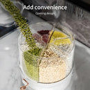 Organizador giratório 360° com 6 compartimentos herméticos. Mantém cereais, doces e arroz frescos e protegidos da umidade. Solução prática para sua despensa.