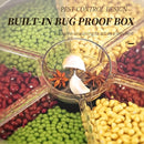 Organizador giratório 360° com 6 compartimentos herméticos. Mantém cereais, doces e arroz frescos e protegidos da umidade. Solução prática para sua despensa.